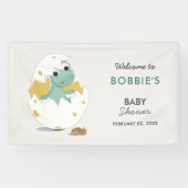 Feestelijke en Schattige Dino-Thema Baby Shower Fe Spandoek (Horizontaal)