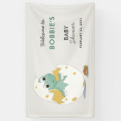 Feestelijke en Schattige Dino-Thema Baby Shower Fe Spandoek (Verticaal)