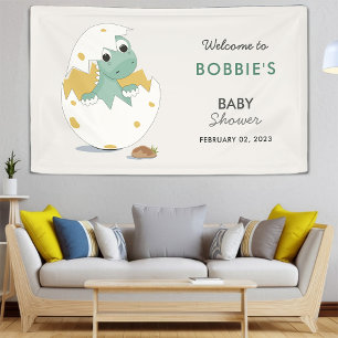 Feestelijke en Schattige Dino-Theme Baby shower Pa Spandoek