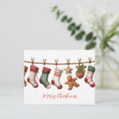 Feestelijke en Schattige Kerst Slinger Kaart (Staand voorkant)