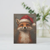 Feestelijke en Schattigee kerstvos in Santa Hat Briefkaart (Staand voorkant)