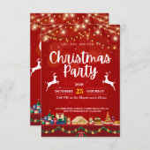 Feestelijke en stijlvolle kerstfeestuitnodigingen kaart (Voorkant / Achterkant)