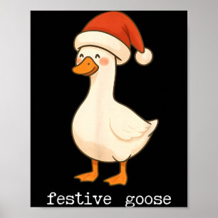 Feestelijke en vrolijke gans kerstman hoed Kerstmi Poster
