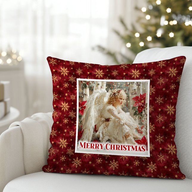 Feestelijke engel rood goud kinderkamer decor best kussen (Festive Angel Red Gold Kids Room Decor Best Christmas Pillow

)