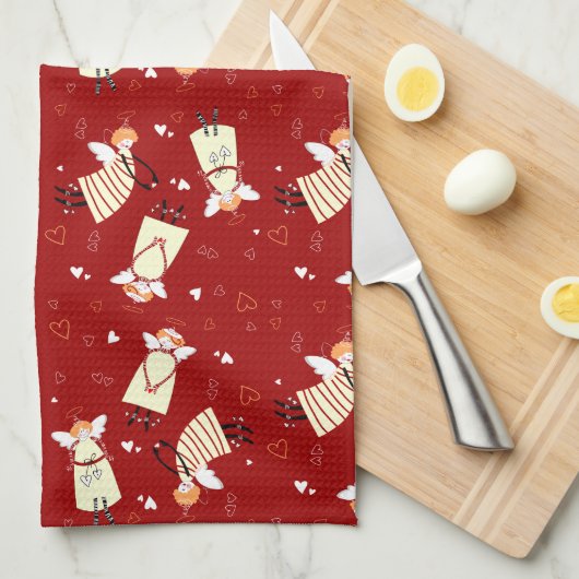 Feestelijke engelen keukendoek theedoek (Quarter Fold)