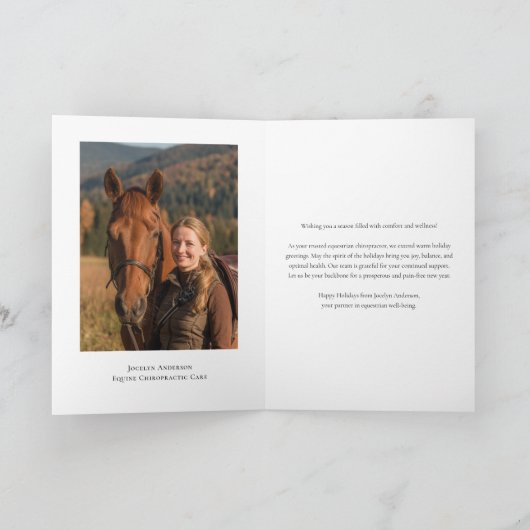 Feestelijke Equestrian Business Foto Kerstmis Feestdagen Kaart (Binnen)