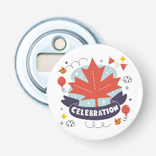 Feestelijke Esdoornbladeren Viering Button Flesopener