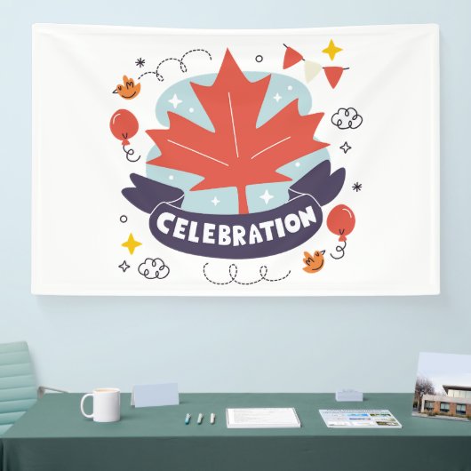 Feestelijke Esdoornbladeren Viering Spandoek (Beurs)
