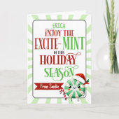 Feestelijke Excite-Mint Holiday Kaart met aangepas (Voorkant)