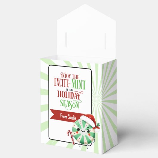 Feestelijke Excite-Mint Holiday Kaart met aangepas Bedankdoosjes (Geopend)