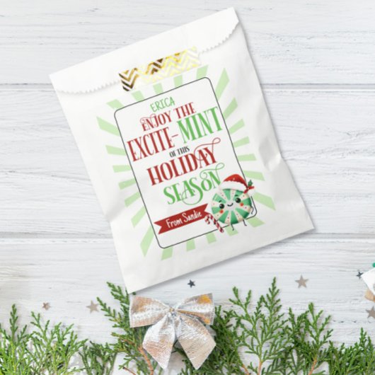 Feestelijke Excite-Mint Holiday Kaart met aangepas Bedankzakje