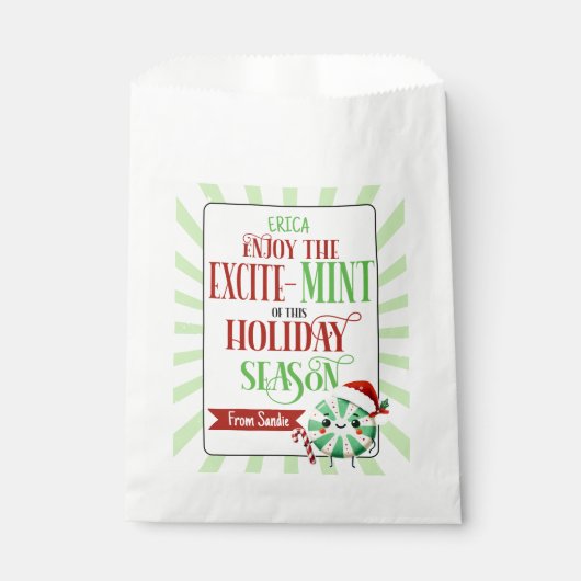 Feestelijke Excite-Mint Holiday Kaart met aangepas Bedankzakje (Voorkant)