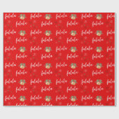 Feestelijke Fa La Hand Lettering Red Christmas Cadeaupapier (Vlak)