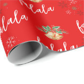 Feestelijke Fa La Hand Lettering Red Christmas Cadeaupapier (Rol Hoek)