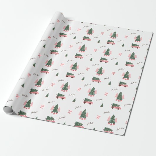 Feestelijke Fa La Kerstboom  Retro Van Cadeaupapier (Uitgerold)