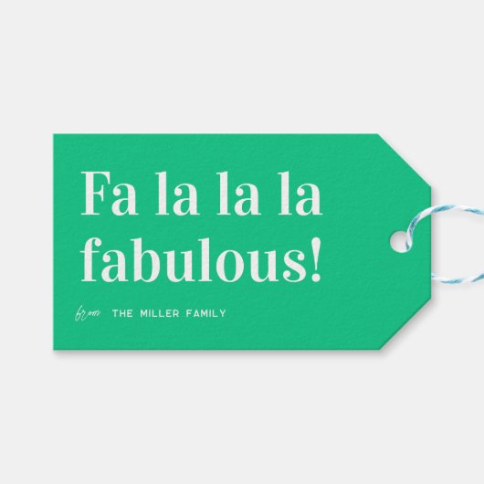 Feestelijke 'Fa La La Fabulous' Kerstmis Cadeaulabel (Voorkant (Horizontaal))
