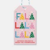 Feestelijke FA LA LA Vreugdevolle Gift Label Cadeaulabel (Voorkant)