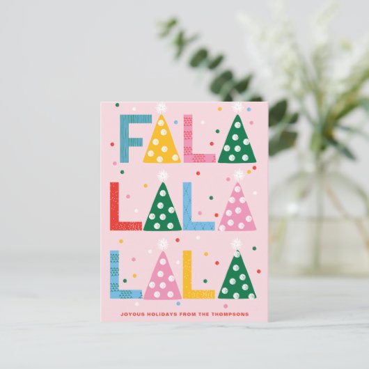 Feestelijke FA LA LA Vreugdevolle Kerst Briefkaart (Staand voorkant)