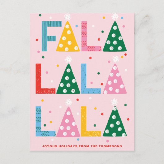 Feestelijke FA LA LA Vreugdevolle Kerst Briefkaart (Voorkant)