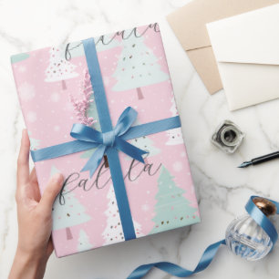Feestelijke Fa La Roze Kerstboom Cadeaupapier
