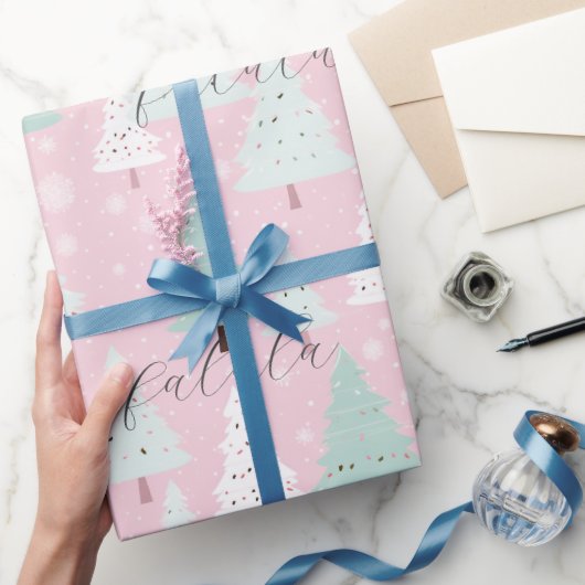 Feestelijke Fa La Roze Kerstboom Cadeaupapier (Geschenken)