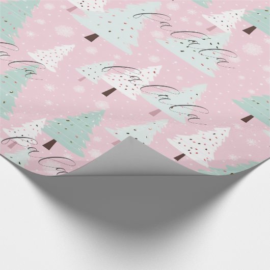 Feestelijke Fa La Roze Kerstboom Cadeaupapier (Hoek)