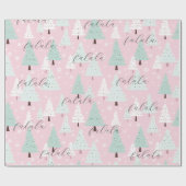 Feestelijke Fa La Roze Kerstboom Cadeaupapier (Vlak)