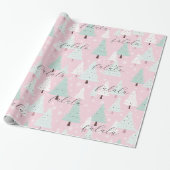 Feestelijke Fa La Roze Kerstboom Cadeaupapier (Uitgerold)