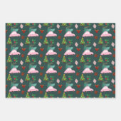 Feestelijke Falala Kerstboom  Roze Retro Inpakpapier Vel (Voorkant)