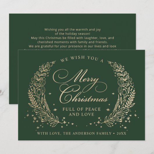 Feestelijke familie Vrolijke kerstwensen Feestdagenkaart (Voorkant / Achterkant)