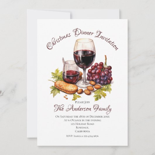 Feestelijke Familiebijeenkomst Waterverf Illustrat Kaart (Voorkant)