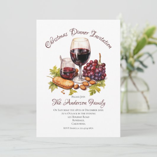 Feestelijke Familiebijeenkomst Waterverf Illustrat Kaart (Staand voorkant)