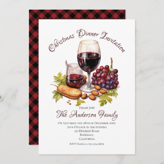 Feestelijke Familiebijeenkomst Waterverf Illustrat Kaart (Voorkant / Achterkant)