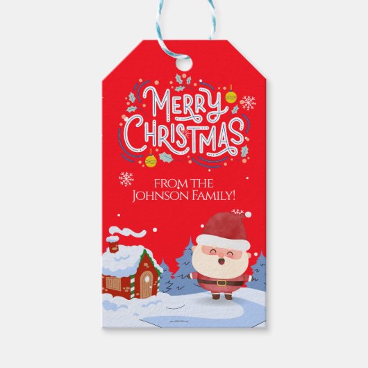 Feestelijke familienaam Christmas Gift Label Cadeaulabel (Voorkant)