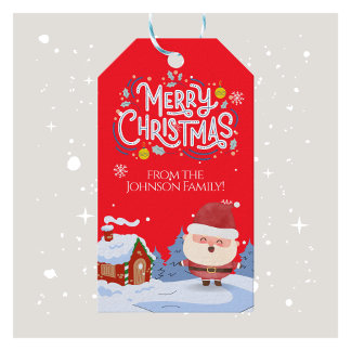 Feestelijke familienaam Christmas Gift Label Cadeaulabel