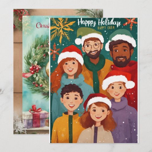 Feestelijke familieportretten: Vakantie vrolijke K Feestdagenkaart (Voorkant / Achterkant)