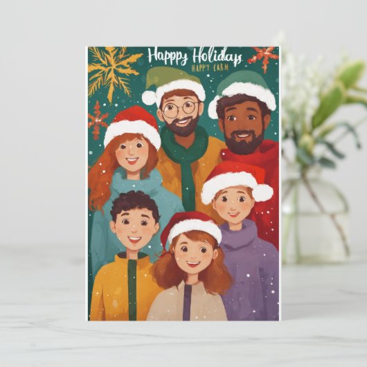 Feestelijke familieportretten: Vakantie vrolijke K Feestdagenkaart (Staand voorkant)