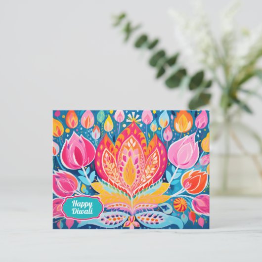 Feestelijke Fauvist Diwali Groeten Briefkaart (Staand voorkant)