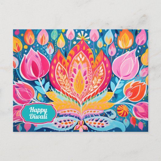 Feestelijke Fauvist Diwali Groeten Briefkaart (Voorkant)