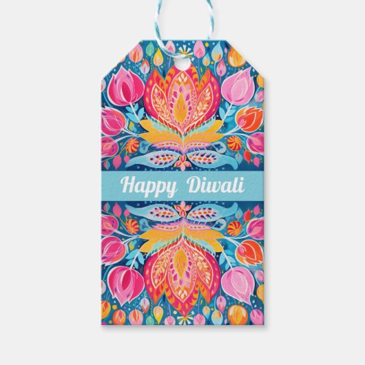 Feestelijke Fauvist Diwali Groeten Cadeaulabel (Voorkant)