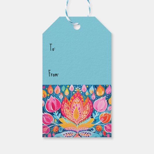 Feestelijke Fauvist Diwali Groeten Cadeaulabel (Achterkant)