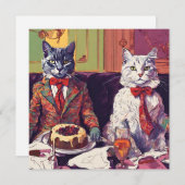 Feestelijke Fauvist Felines Schattigee Kerst Kaart (Voorkant / Achterkant)