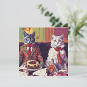 Feestelijke Fauvist Felines Schattigee Kerst Kaart (Staand voorkant)