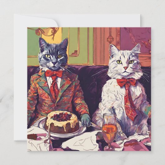 Feestelijke Fauvist Felines Schattigee Kerst Kaart (Voorkant)