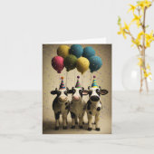 Feestelijke Feest Koeien Verjaardag Kaart (Gele Bloem)