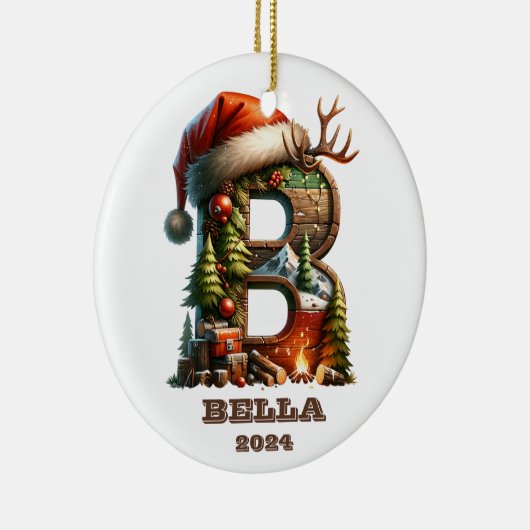Feestelijke feestdag B Initiaal Naam en jaar Keramisch Ornament (Rechts)