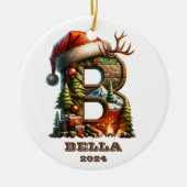 Feestelijke feestdag B Initiaal Naam en jaar Keramisch Ornament (Voorkant)