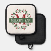 Feestelijke feestdag monogram pannenlap (Voorkant / Achterkant)