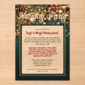 Feestelijke Feestdag Rood & Goud Jingle & Mingle Acryl Uitnodigingen (Voorkant)