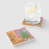 feestelijke feestdag stenen onderzetter (Zijkant)